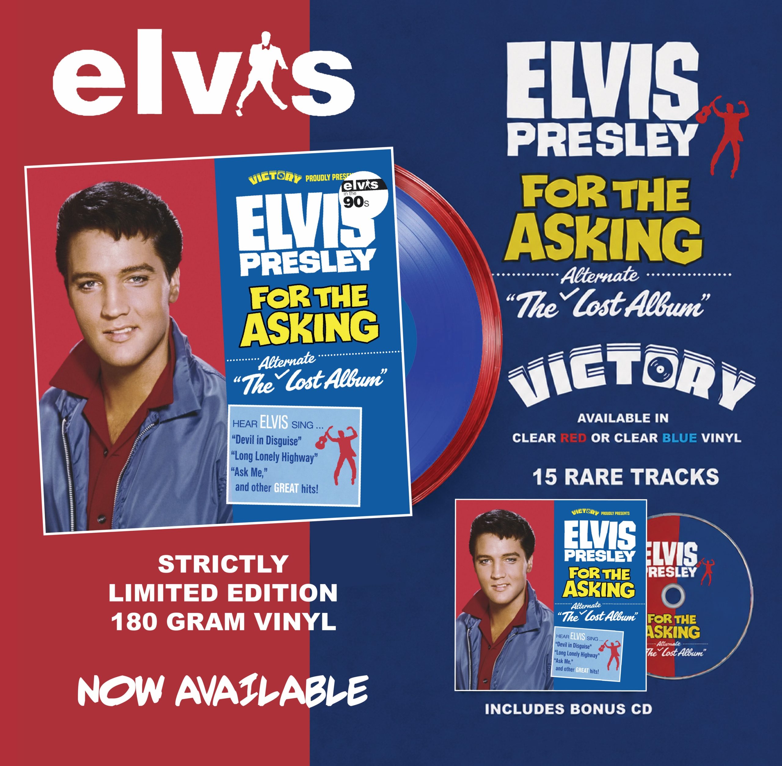 Elvis For The Asking Alternate “The Lost Album” Limited Edition 180g Clear Blue Vinyl LP + Bonus CD PRE ORDER