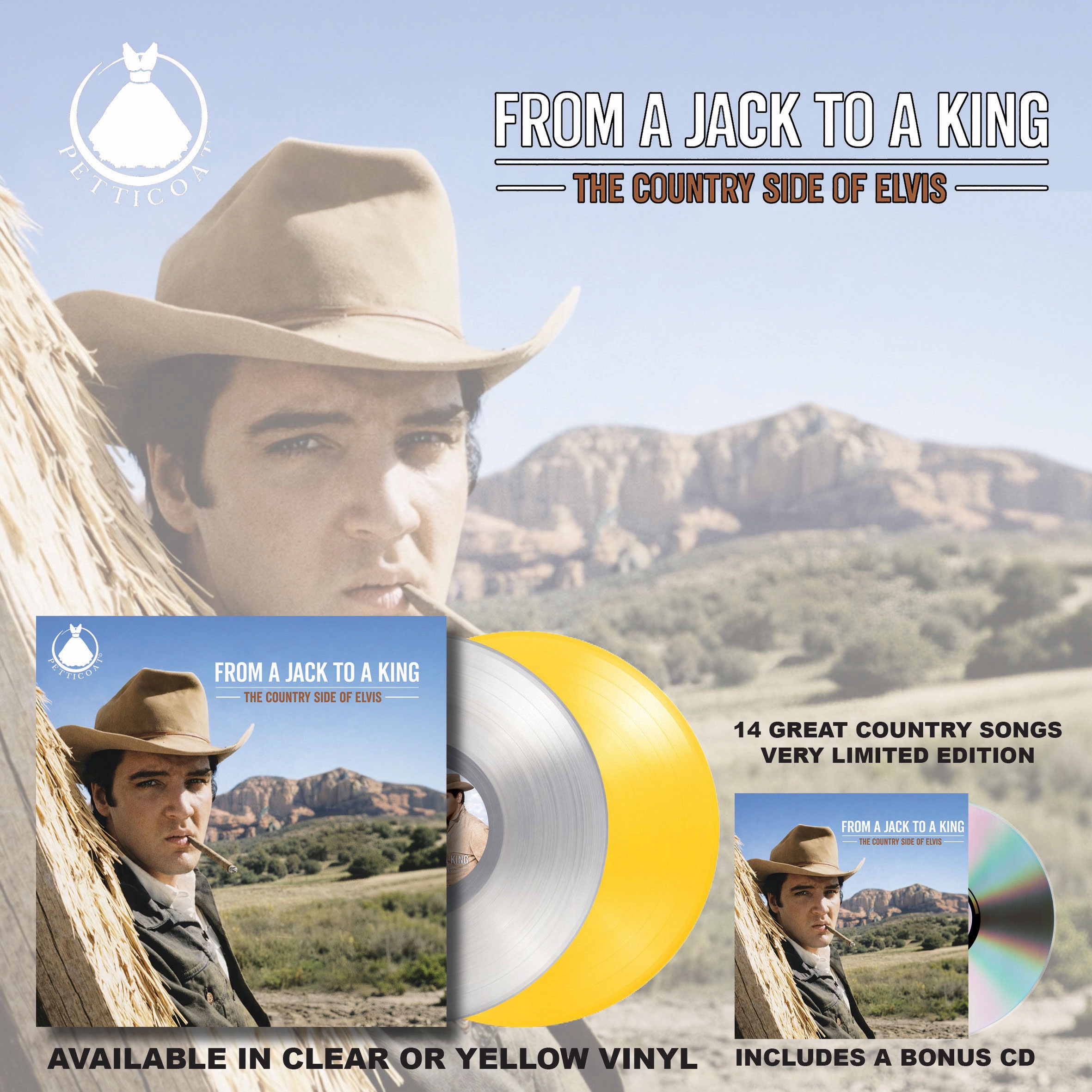 From A Jack To A King The Country Side Of Elvis Limited Edition Clear Vinyl LP + Bonus CD - PRE ORDER NOW!